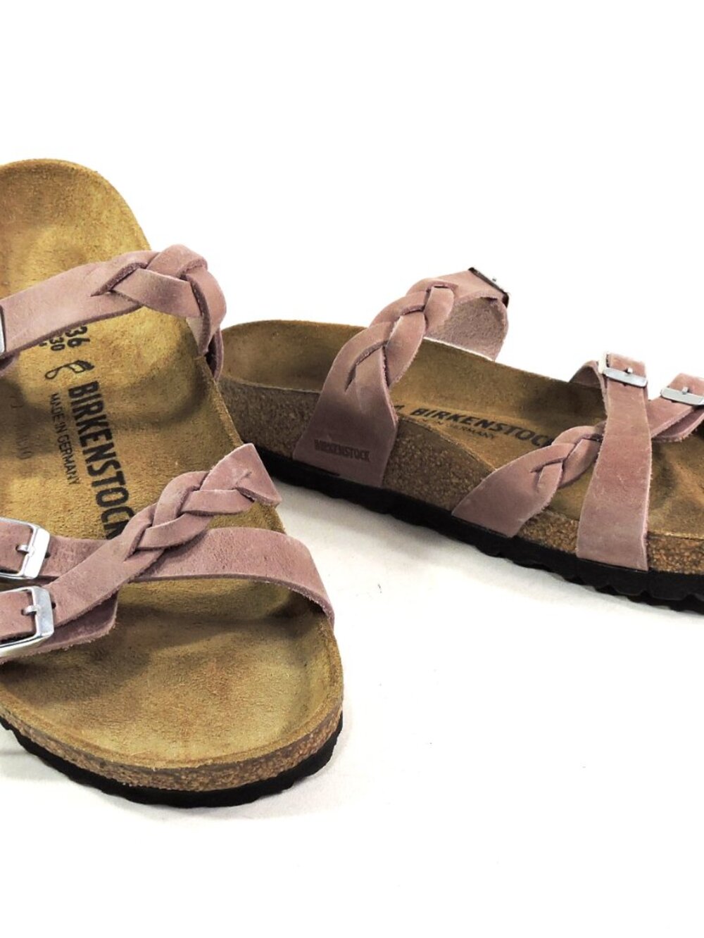 BIRKENSTOCK 🇩🇪 WOMEN'S DUST ROSE LEATHER COMFORT SUMMER FLAT SANDALS - Picture 4 of 6